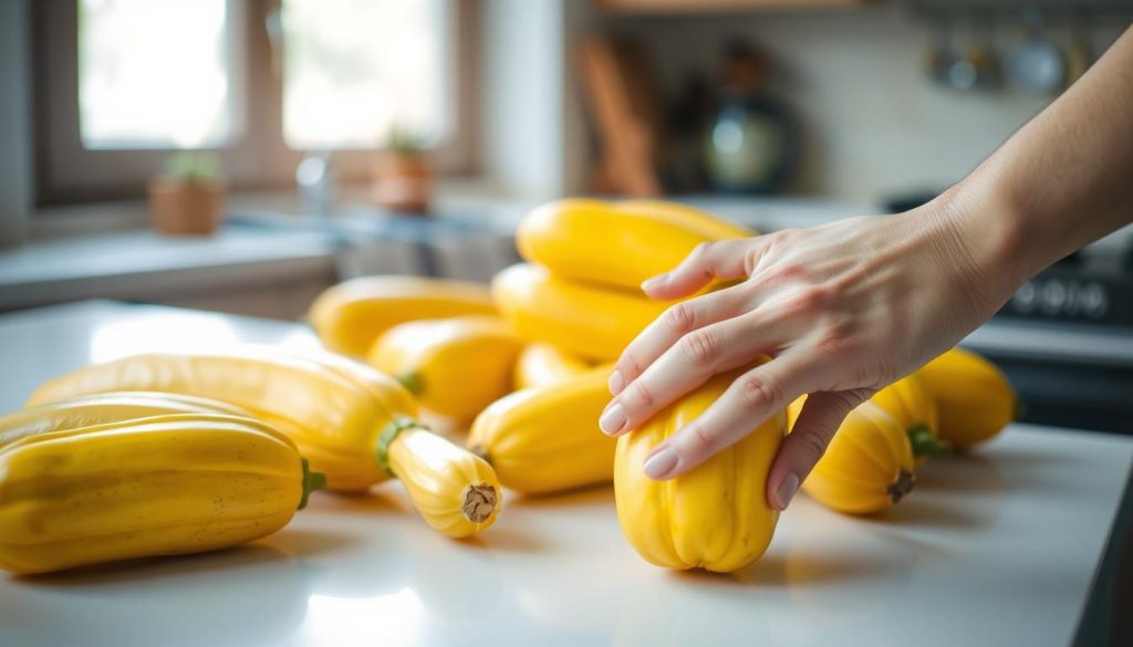 selecting yellow squash selecting yellow squash